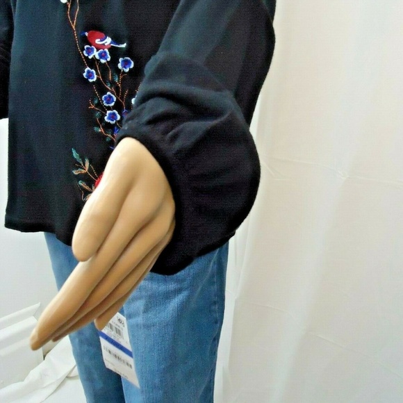 Charter Club Women's Black Embroidered Floral - Picture 4 of 7